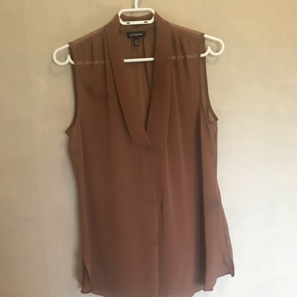 LeChateau Brown sheer blouse size Medium - Picture 2 of 10